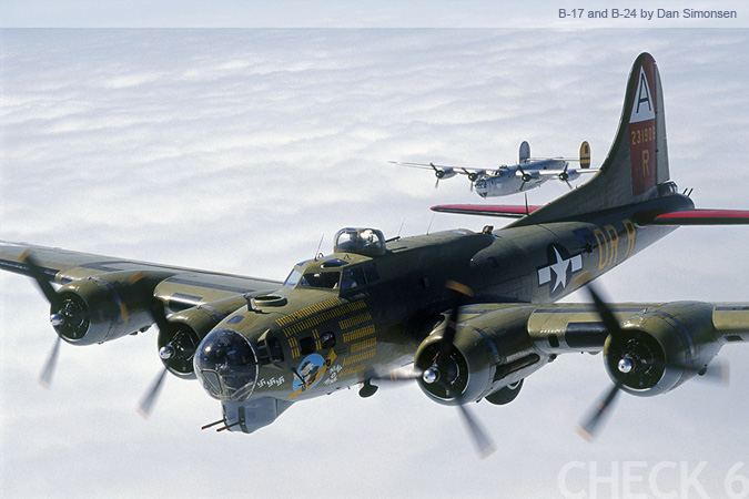 B-17 and B-24 in Flight - by Dan Simonsen